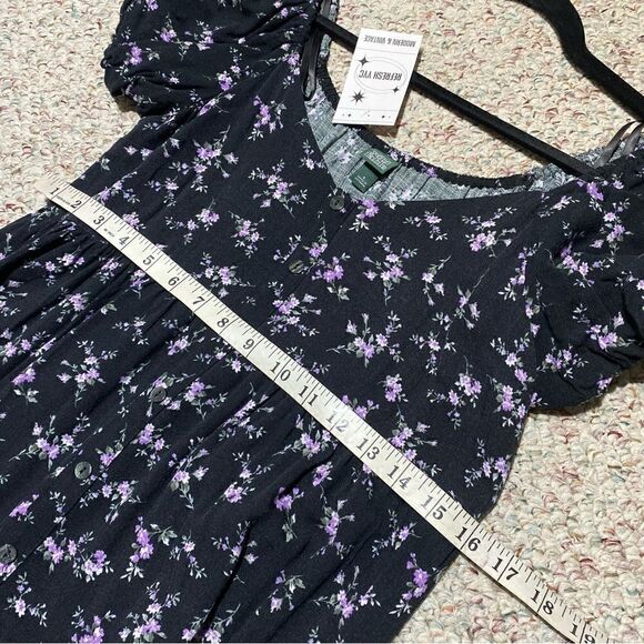 Wild Fable Dainty Floral Rayon Off the Shoulder Button Front Mini Dress Sz Small - Picture 7 of 8